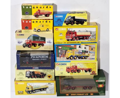 Corgi Classics, Vanguards&nbsp;&amp; Similar, a boxed Commercial group. Includes 09802 ERF 8 Wheel Rigid with Load &amp; Unpa