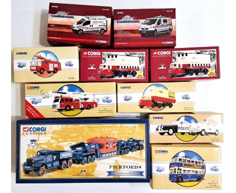 Corgi Classics, a boxed Commercial group comprising of emergency vehicles, buses, light commercials and similar. Conditions a