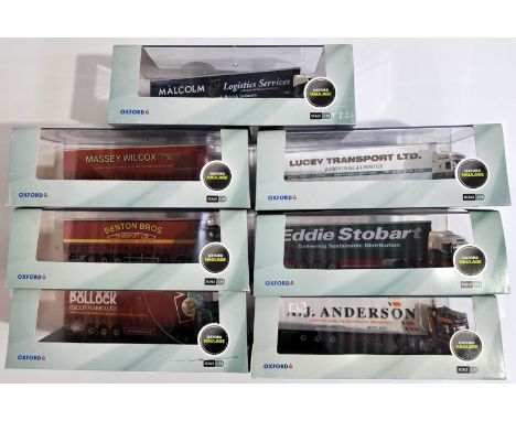 Oxford Diecast (Oxford Haulage Series) a boxed 1:76 scale group to include SCA05R Scania R Series Topline Fridge "AJ Anderson