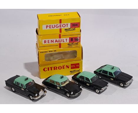 Metosul (Portugal), a boxed group of Taxi Cabs. Consisting of Citroen DS 19, Mercedes-Benz 200, Renault R 16 &amp; Peugeot 20