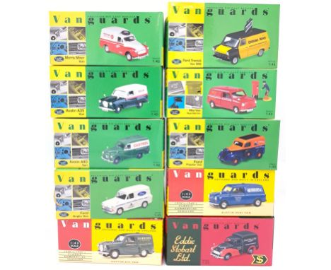 Lledo Vanguards, a boxed 1:43 scale Van group to include VA06200 Ford Popular Van "Fordson", VA14008 Austin Mini Van "Cable &