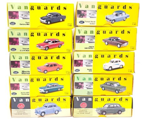 Lledo Vanguards, a boxed 1:43 scale group to include VA23002 Austin A35 in Speedwell Blue, VA26004 Hillman Imp in Glenalmond 
