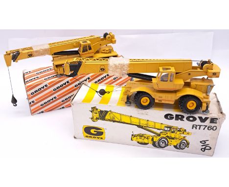 NZG, a boxed pair of 1:50 scale Crane models comprising of No.178 GROVE RT 45/50 along with No.149 GROVE RT 760. Although unc