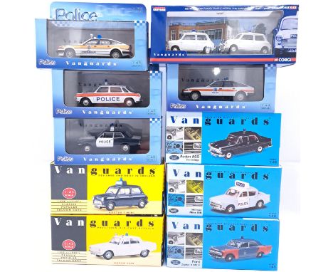 Corgi/Lledo Vanguards, a boxed 1:43 scale group (Police) to include MP1002 2 Vehicle Set "Metropolitan Police Traffic Patrol 