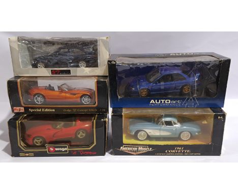 American Muscle, Bburago, Maisto 1:18 scale &amp; similar, a boxed group of Cars.&nbsp; Although unchecked for completeness c