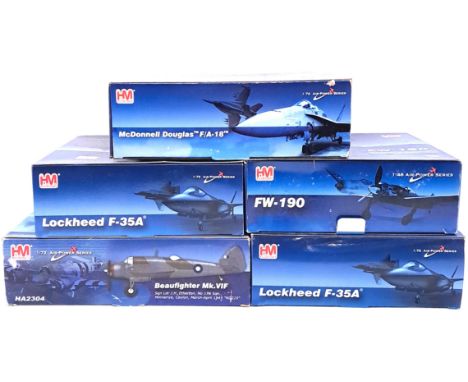 HM Hobbymaster, a boxed group of 1:72 scale military aircraft to include HA2304 Beaufighter Mk.VIF, HA4402 Lockheed F-35A Lig