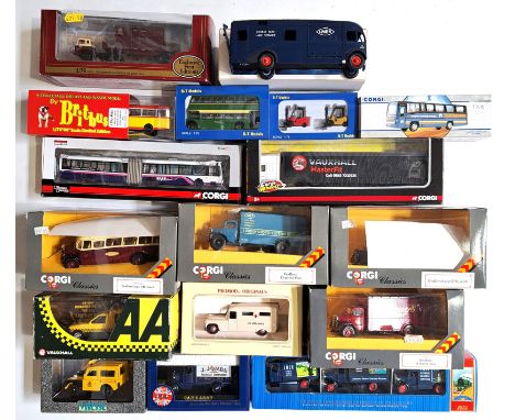 Dinky, Britbus, Corgi and similar, a boxed Commercial group comprising of Buses, Trucks, Emergency Vehicles and similar to in