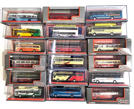 Corgi Original Omnibus, a boxed 1:76 scale bus group to include 97130 AEC Reliance "City Of Oxford Motor Services Ltd" and ot