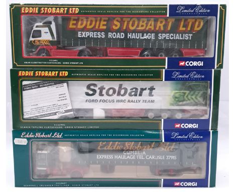 Corgi, a boxed 1/50th scale Truck/Trailer "Eddie Stobart" group to include CC12607 Scammell Crusader Tautliner and others. Al