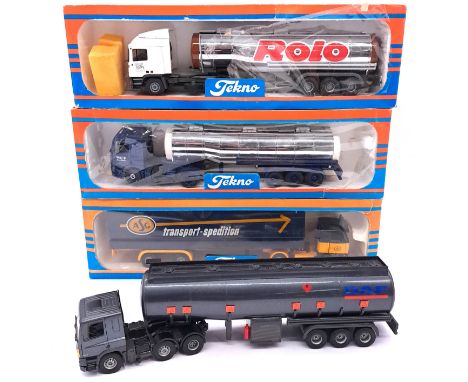 Tekno, a mainly boxed Commercial 1:50 scale Truck/Trailer/Tanker group to include Tanker "P&amp;O Roadtanks" and others. (one