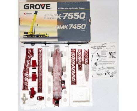 NZG 526 /02, a boxed 1:50 scale Grove GMK 7550 (US) 7450 Metric All Terrain Hydraulic Crane in Deep Red. Although unchecked f
