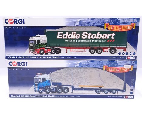 Corgi, a boxed pair of 1/50th scale Truck/Trailer (Hauliers Of Renown) "Eddie Stobart" comprising of CC13745 Scania R Nootebo