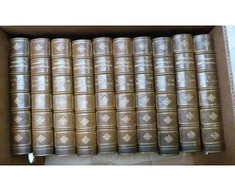 CHAMBERS W. &amp; R. &nbsp;Encyclopedia. 10 vols. Fldg. &amp; other maps, plates &amp; illus. Quarto. Green half morocco, gil