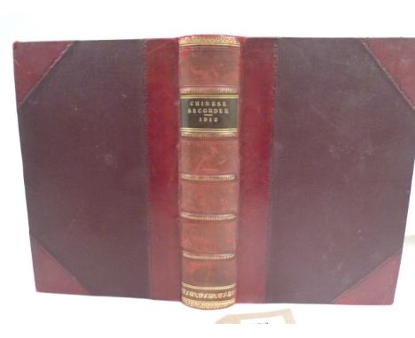 PRESBYTERIAN MISSION PRESS. &nbsp;The Chinese Recorder. Vol. 43. Illus. Half maroon calf. Shanghai, 1912.