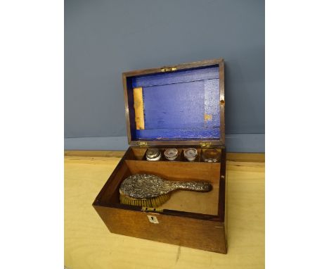 Antique mahogany vanity case with contents A/F&nbsp;