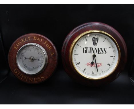 A Guinness clock and barometer