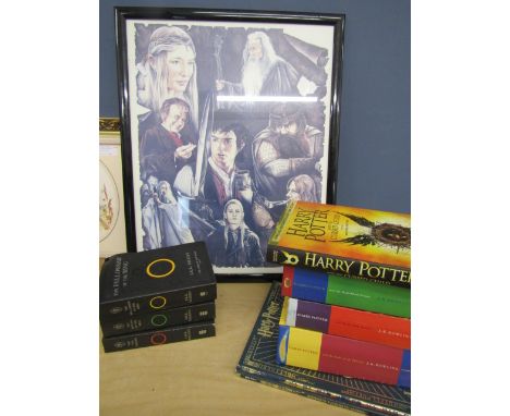 Lord of The Rings ltd edition signed print and books plus Harry Potter books&nbsp;