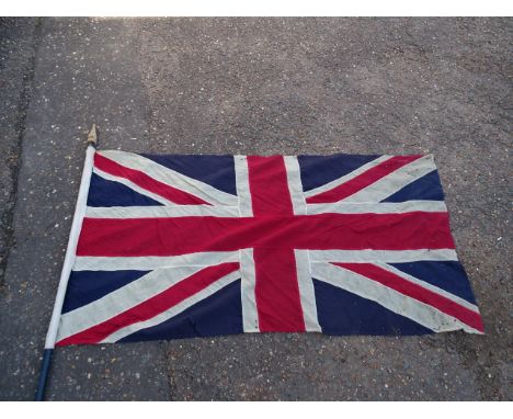 Vintage stitched Union Jack flag with pole 34" x 69" approx&nbsp;