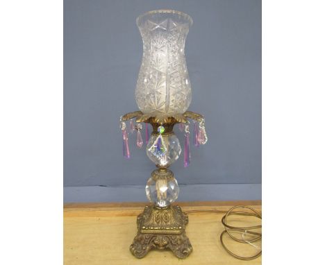 A crystal lamp with coloured droplets 58cmH