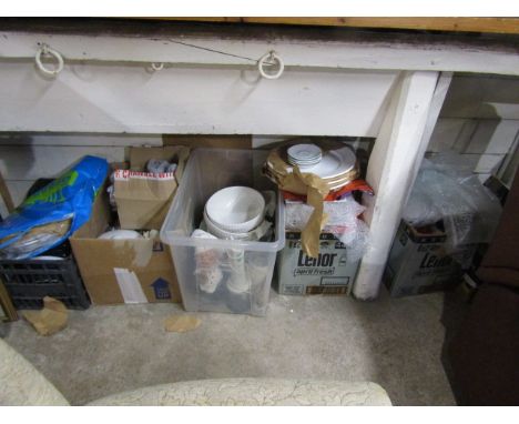 A catering lot- a large quantity of new and unused white catering cermaics inc large mixing/serving bowls, plates, bowls, gra