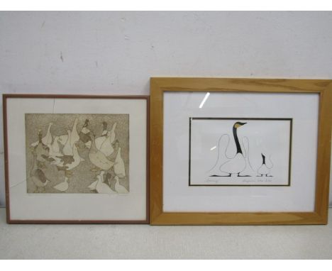 Rose Florence ltd edition print 9/100 'The Meeting' and a print 'Learning' 40x33cm/32x28cm