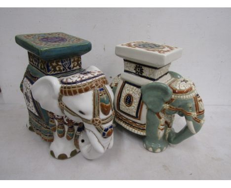 2 small ceramic elephant pot stands 27/28cmH