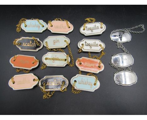 ceramic and metal spirit labels&nbsp;