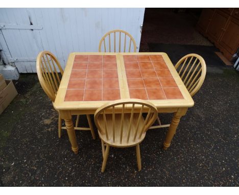 Tile topped extending kitchen table with 4 chairs&nbsp;