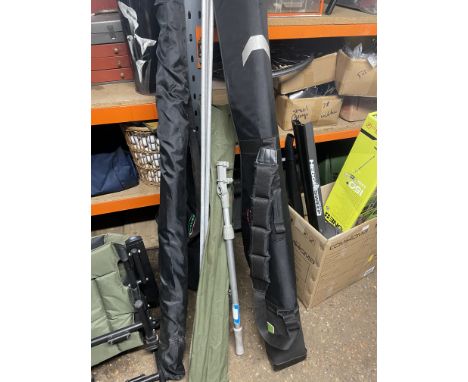 Quantity of fishing equipment to include rod bag, rod roller, rod stands and more