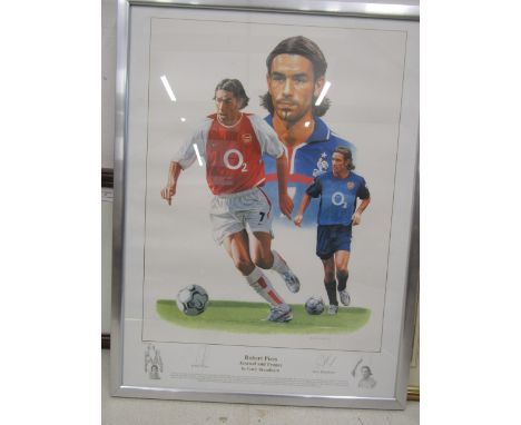 Arsenal Robert Pires ltd edition signed print 500/500 pencil signed in margin by Robert and the artist Gary Brandham 49x63cm