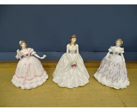 3 Royal Worcester lady figurines, 'The Last Waltz', 'A Day to Remember' and 'The Masquerade Begins' H22cm approx&nbsp;
