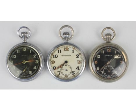 A Jaeger-LeCoultre MoD issue chrome plated base metal cased keyless wind open-faced gentleman's pocket watch with signed jewe