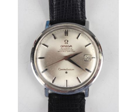 An Omega Automatic Chronometer Constellation stainless steel circular cased gentleman's wristwatch, circa 1963, the signed je