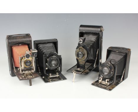 An Ernemann Cronos B folding camera with black leather bellows and Nostar 1:6.8 f=13.5cm lens, together with an Eastman Kodak