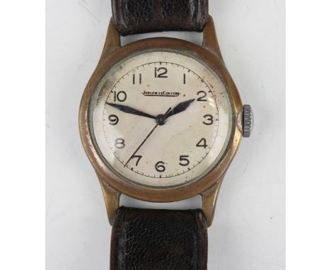 A Jaeger-LeCoultre RAF issue base metal fronted and steel backed gentleman's wristwatch, the signed jewelled movement numbere