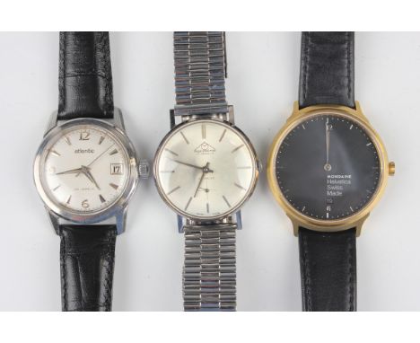 A Mondaine steel backed gentleman's wristwatch, the signed silvered dial with subsidiary seconds, case diameter 3.2cm, on a s