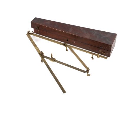 An early Georgian John Bleuler of London brass pantograph. L51cm, in the original brass storage box with a paper label to the