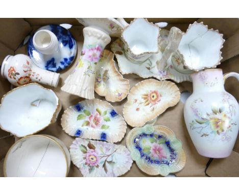 A Mixed Collection of Carltonware Wiltshaw &amp; Robinson Ivory Blushware Items to include Pin Dishes, Candlesticks, Condimen