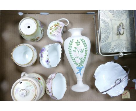 A Mixed Collection of Carltonware Wiltshaw &amp; Robinson Ivory Blushware Items to include Rose Garland Vase, Sugar Bowls, Mi