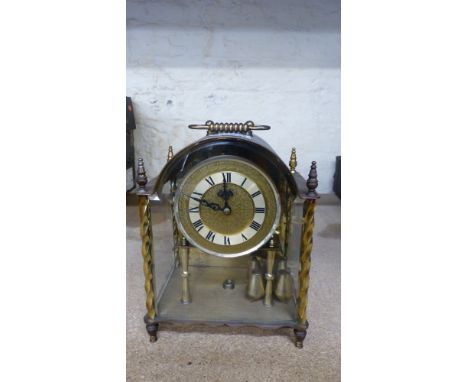 Two Clocks to include 1940's Mantle Clock with Long Term Service Plaque and Brass Decorative Carriage Style Clock. Height of 