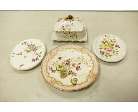 Four Items of Carltonware Wiltshaw &amp; Robinson Ivory Blushware to include Sardine Dish, Hibiscus Teapot Stand, Violet Teap