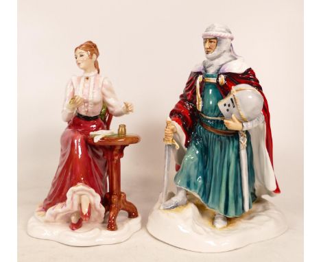 Renaissance figure of Templar Knight, sword damaged, height 20cm together with Meditation Figure Designed by Howard J Wedgwoo