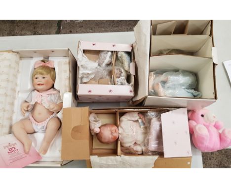 Ashton Drake Galleries dolls, all unused and BNIB including 'Cute as a Button' together with a Danbury Mint 'Little Sleepy He