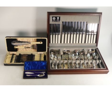 Cased Arthur Price of England complete cutlery set together with cased fish knife and cased knife and fork set (3) 