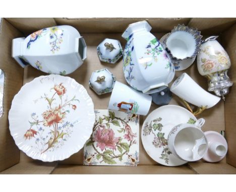 A Mixed Collection of Carltonware Wiltshaw &amp; Robinson Ivory Blushware Items to include Sugar Bowl, Lidded Vases (one lid 