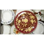 A mixed collection of items to include Wedgwood ruby tonquin plate, Royal Albert cake plates,