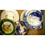 A collection of decorative wall plates to include Quimper , Doulton Burslem bowl , Spode bird