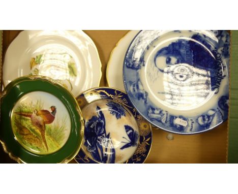 A collection of decorative wall plates to include Quimper , Doulton Burslem bowl , Spode bird plates, Doulton  Shakespeare pl