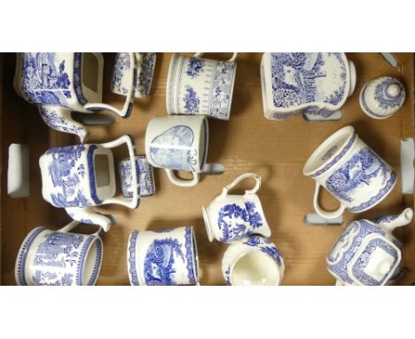 Spode afternoon tea collection to include Oriental garden teapot, willow pattern teapot, tankard, Abbey falls tankards, tea c