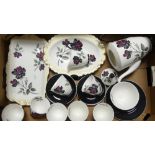 Royal Albert black rose coffee set to include 7 cups, 6 saucers, coffee pot, sugar bowl, cream